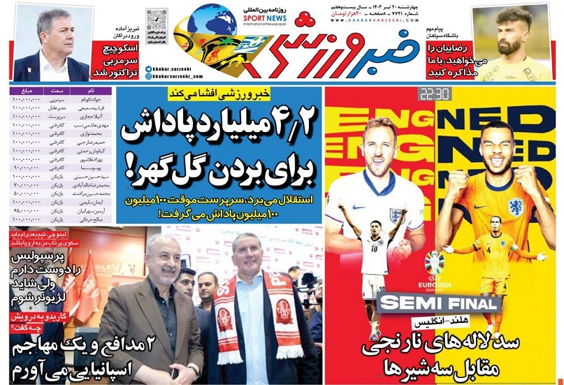 روزنامه‌های ورزشی 1403/04/20